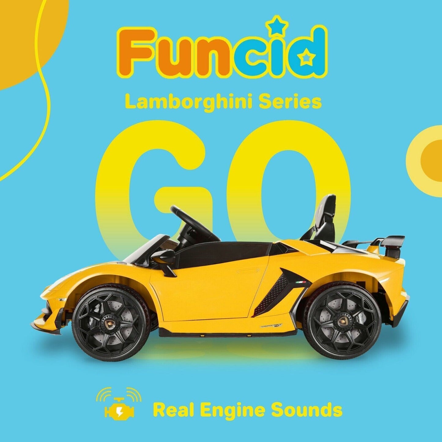 Electric Lamborghini Sian Ride-On Car for Kids with Remote Control, MP3, AUX, and USB Connectivity