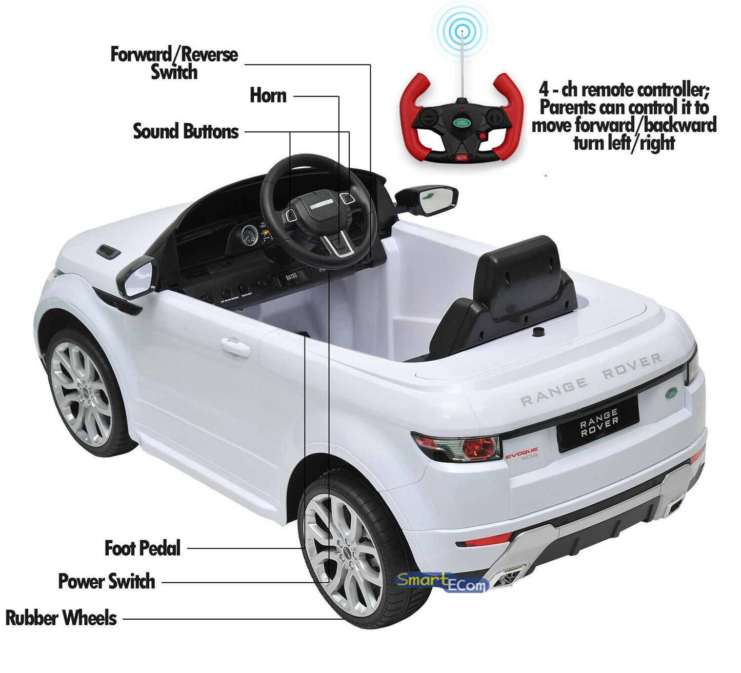 Licensed Land Rover R/C Ride On Car with MP3 Player for Kids - Available in Multiple Colors