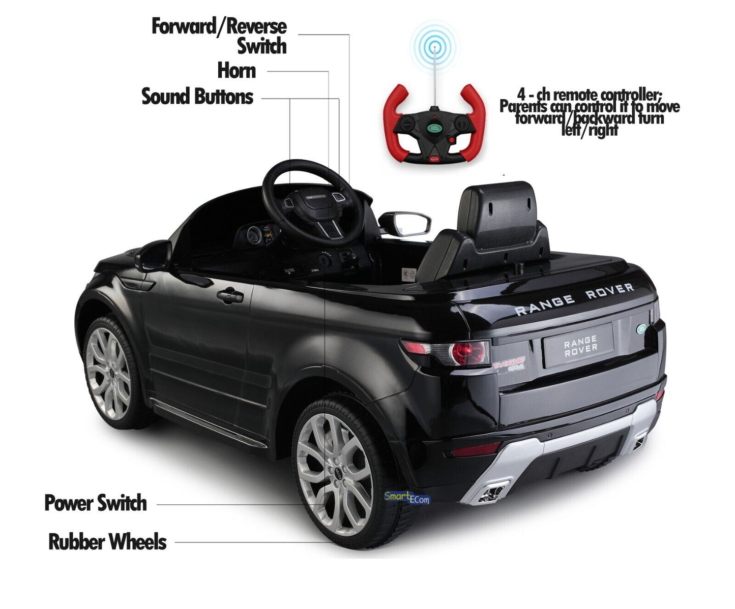 Licensed Land Rover R/C Ride On Car with MP3 Player for Kids - Available in Multiple Colors