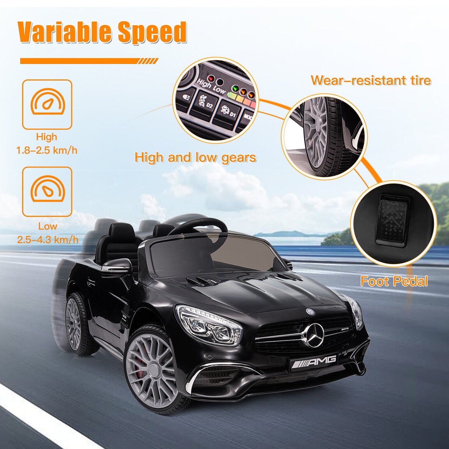 Licensed Mercedes Benz AMG SL65 Electric Ride-On Car for Kids - 12V