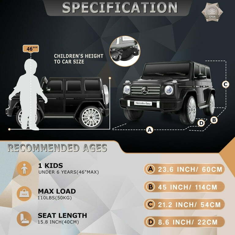 Licensed Mercedes-Benz G500 4WD Kids Ride-On SUV with Remote Control - A+ Quality