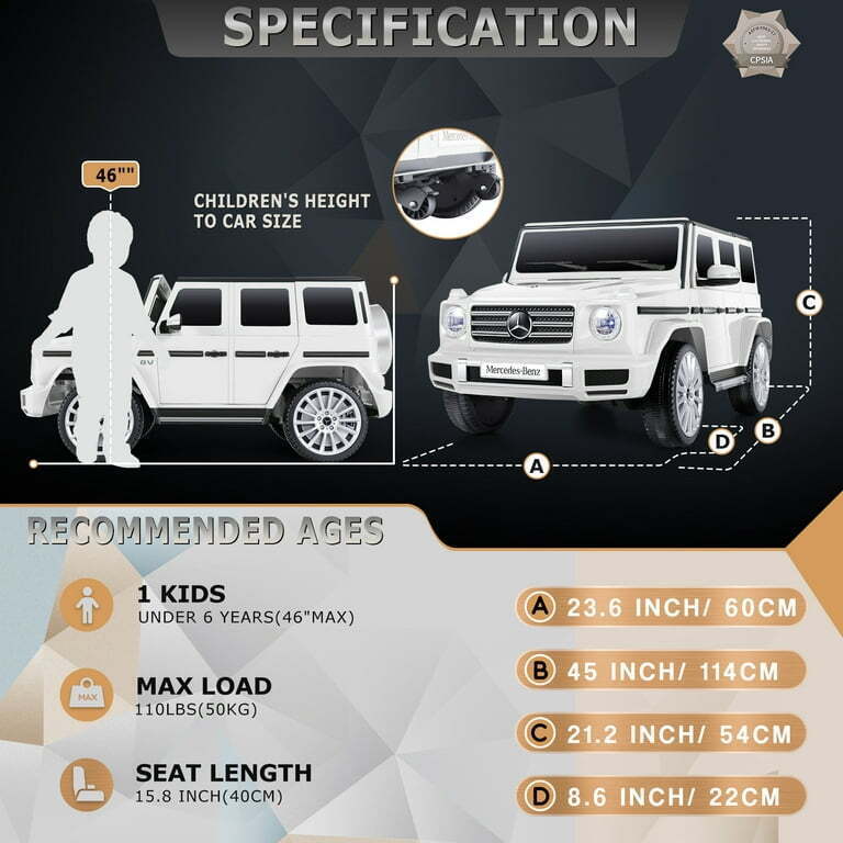 Licensed Mercedes-Benz G500 4WD Kids Ride-On SUV with Remote Control - A+ Quality