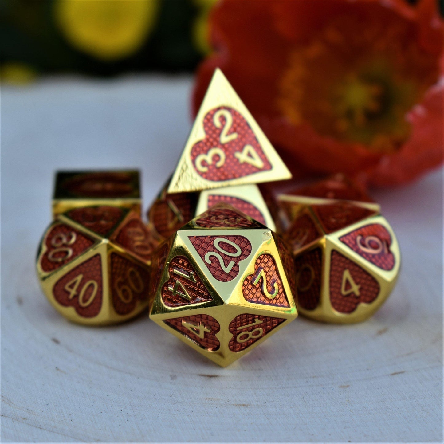 Lover's Heart Enamel Metal Dice Set