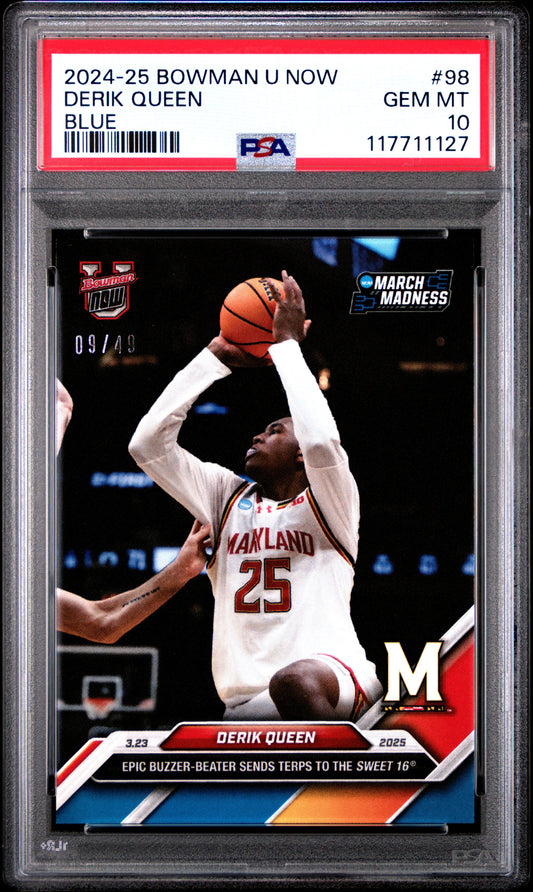 Graded 2024 Topps Bowman U Now Derik Queen #98 Blue /49 Rookie RC Basketball Card PSA 10 Gem Mint
