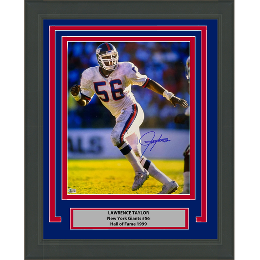 Framed Autographed/Signed Lawrence Taylor New York Giants 16x20 Football Photo Beckett BAS COA #2