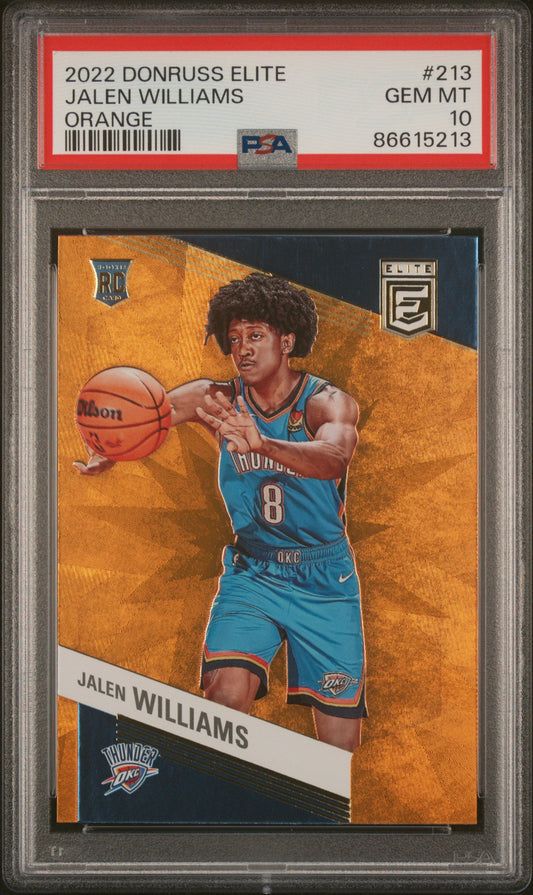 Graded 2022 Panini Donruss Elite Jalen Williams #213 Orange Rookie RC Basketball Card PSA 10 Gem Mint