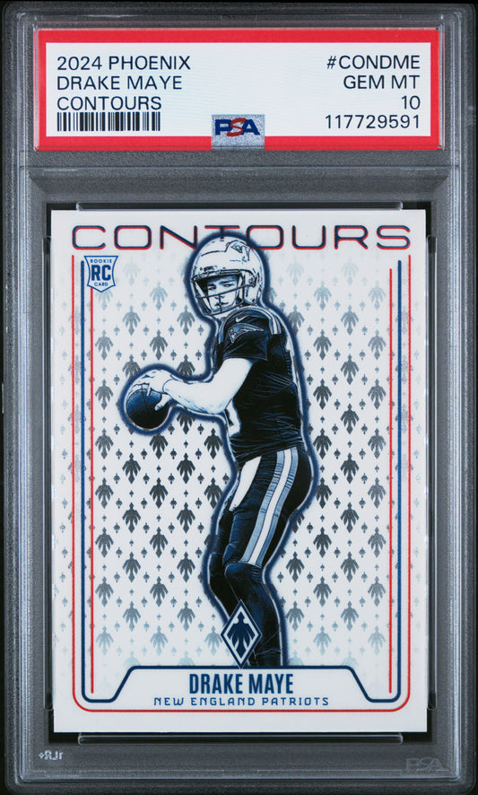 Graded 2024 Panini Phoenix Drake Maye #CONDME Contours Rookie RC Football Card PSA 10 Gem Mint