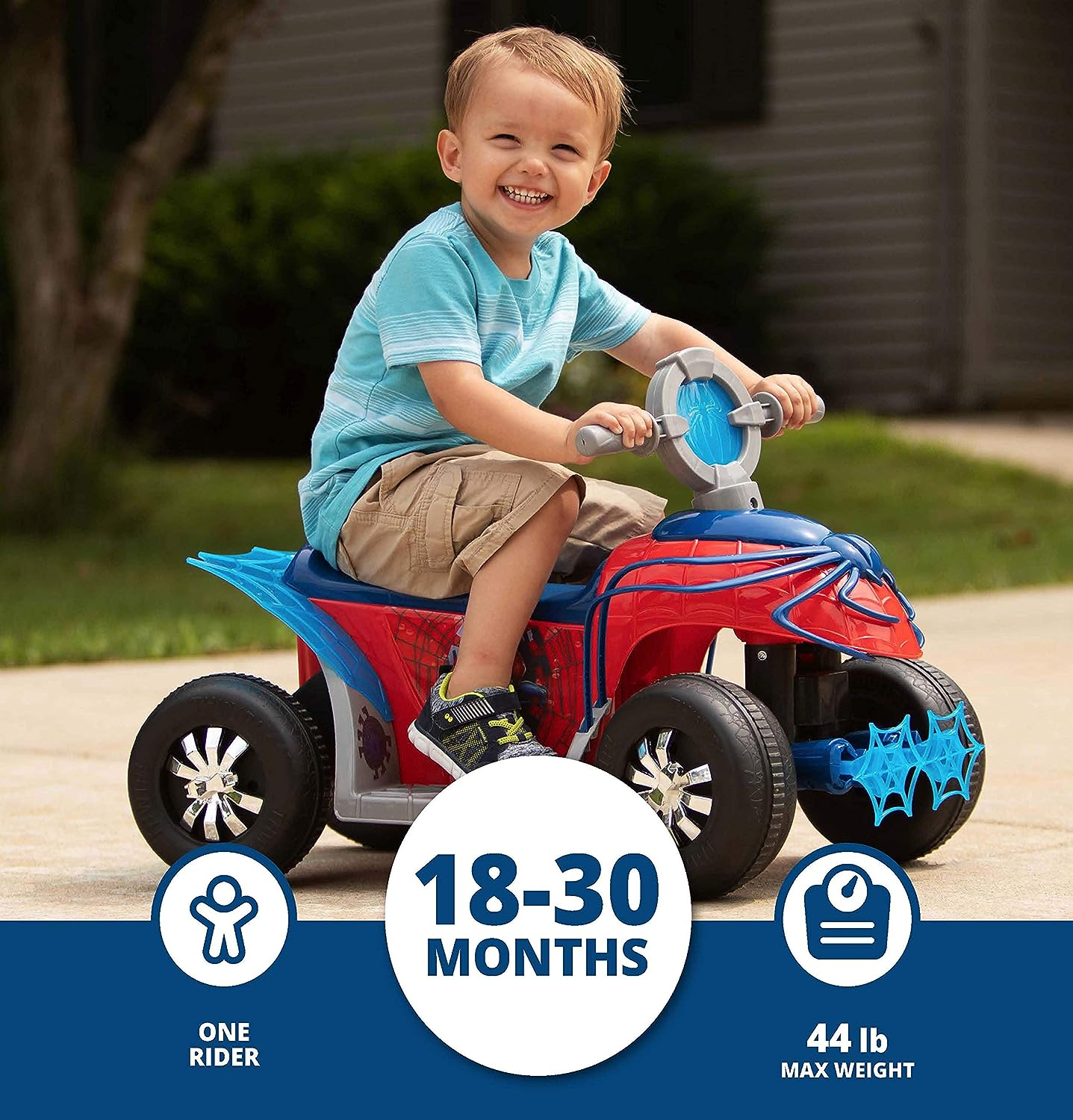 Marvel's Spider-Man Premium Toddler Quad Ride-On for Kids Ages 18-30 Months by Kid Trax