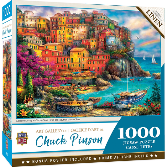 Chuck Pinson Art Gallery - A Beautiful Day at Cinque Terre - 1000 Piece Puzzle