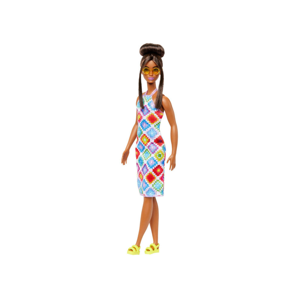 Barbie Doll Fashionista #210 Brown Hair Crochet Halter Dress