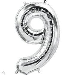 34" Silver Number Foil Balloons