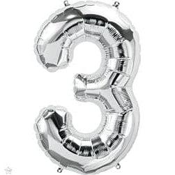 34" Silver Number Foil Balloons