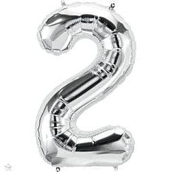 34" Silver Number Foil Balloons