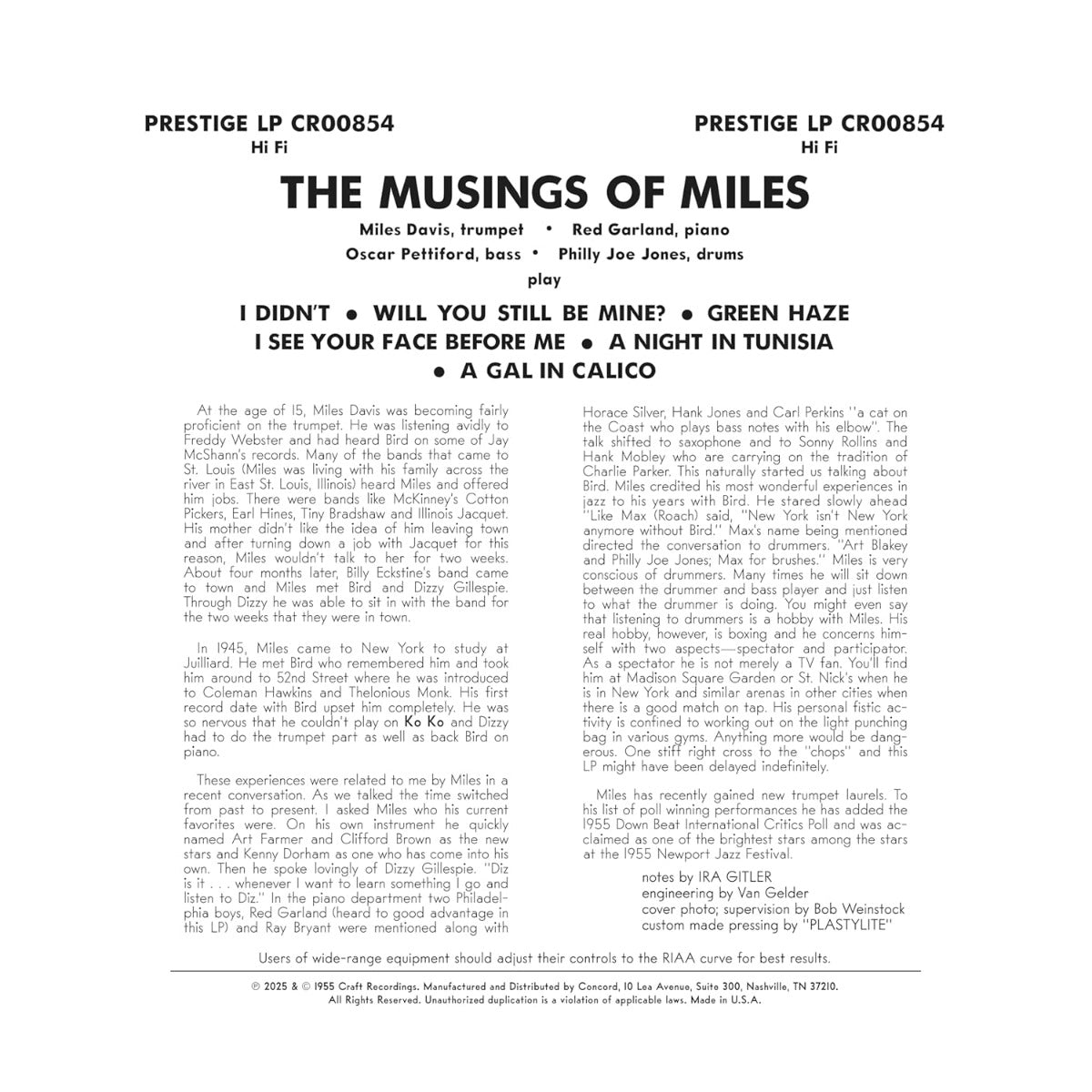 The Musings Of Miles (Original Jazz Classics Series) (180 Gram Vinyl) (Vinyl)