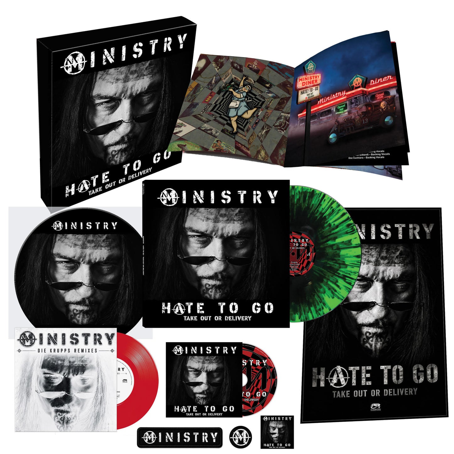 [PRE-ORDER] MINISTRY - Hate To Go - Take Out Or Delivery (Deluxe Box Edition) [Black/Green Splatter] [4LP] [Vinyl]