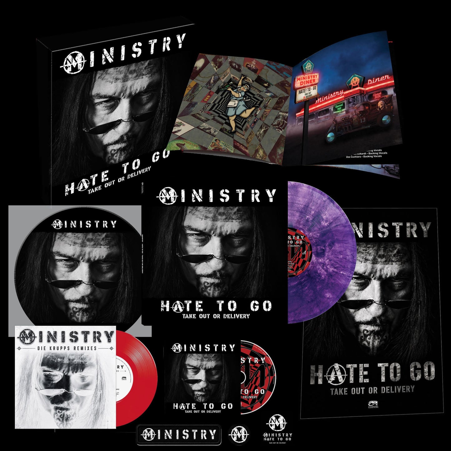 [PRE-ORDER] MINISTRY - Hate To Go - Take Out Or Delivery (Deluxe Box Edition) [Deluxe Box Edition With Purple/Black Marble] [4LP] [Vinyl]