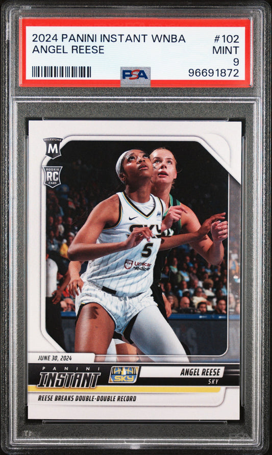 Graded 2024 Panini Instant WNBA Angel Reese #102 Rookie RC Basketball Card PSA 9 Mint