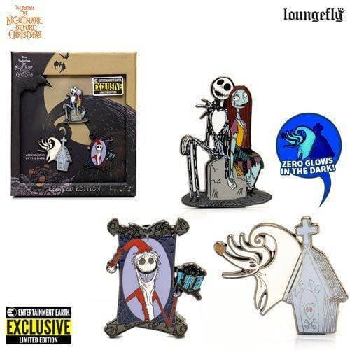 Loungefly Nightmare Before Christmas 3-Piece Pin Set - Entertainment Earth Exclusive