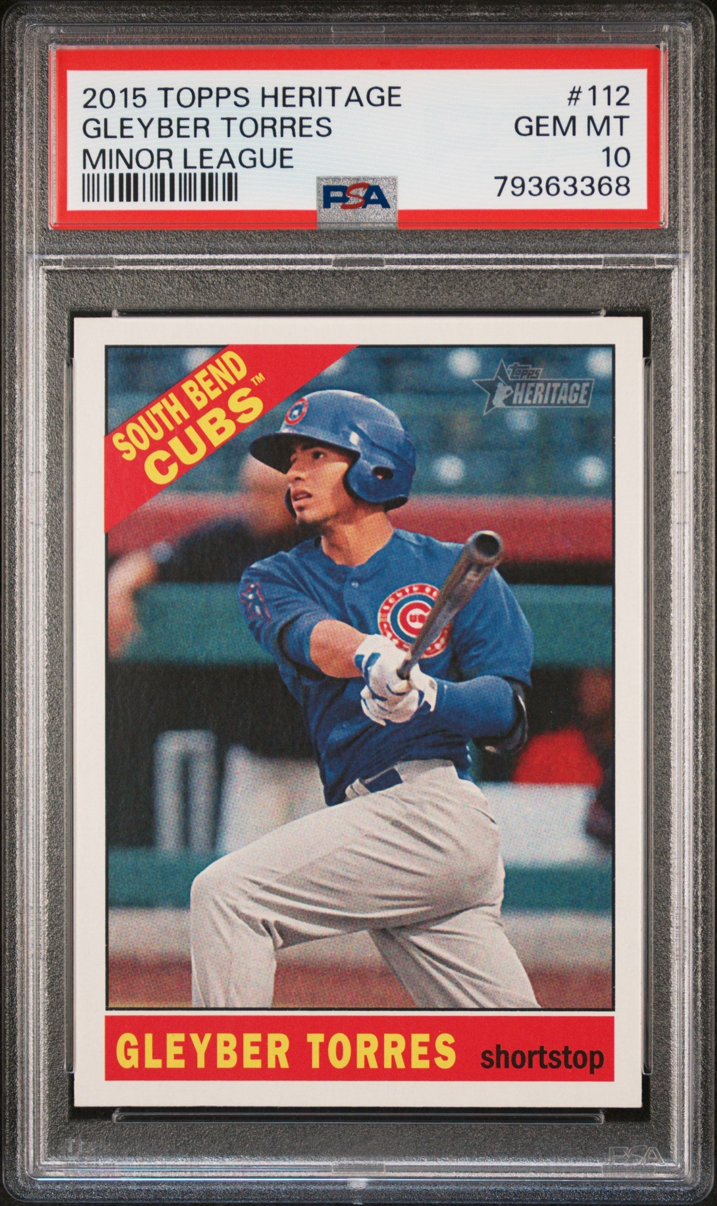 Graded 2015 Topps Heritage Gleyber Torres #112 Minor League Rookie RC Baseball Card PSA 10 Gem Mint