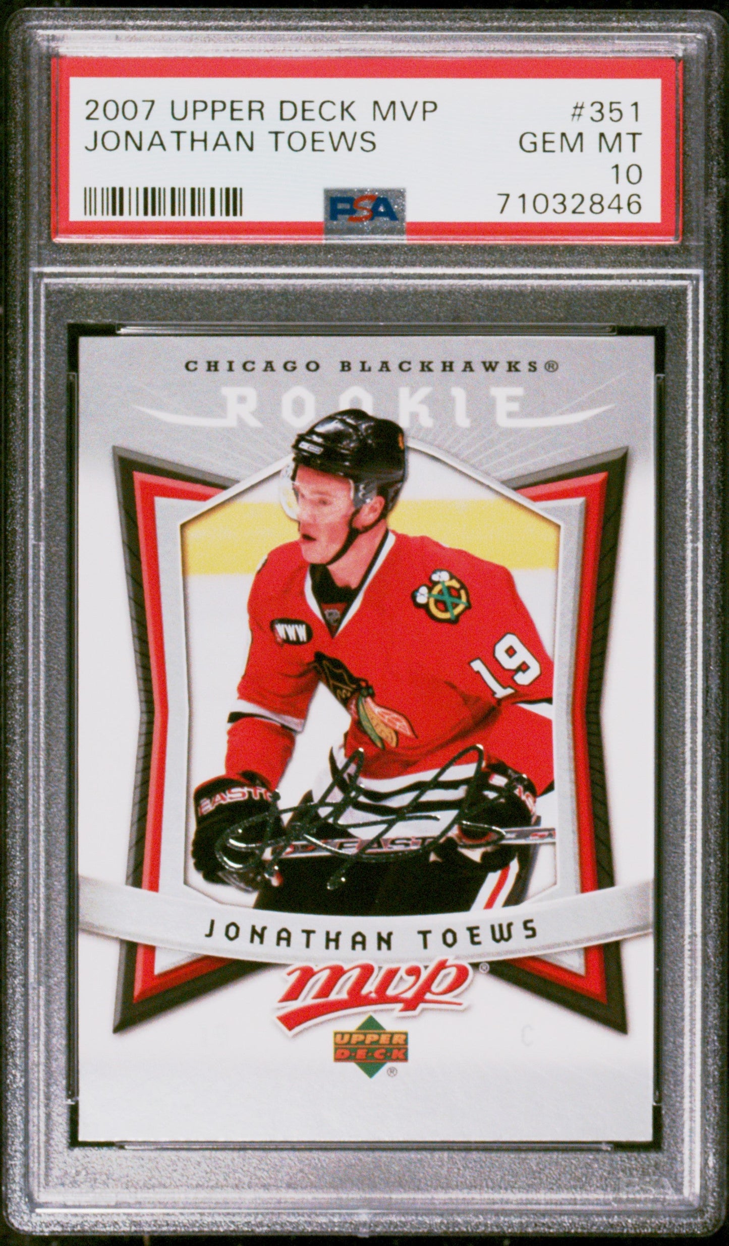 Graded 2007 Upper Deck MVP Jonathan Toews #351 Rookie RC Hockey Card PSA 10 Gem Mint