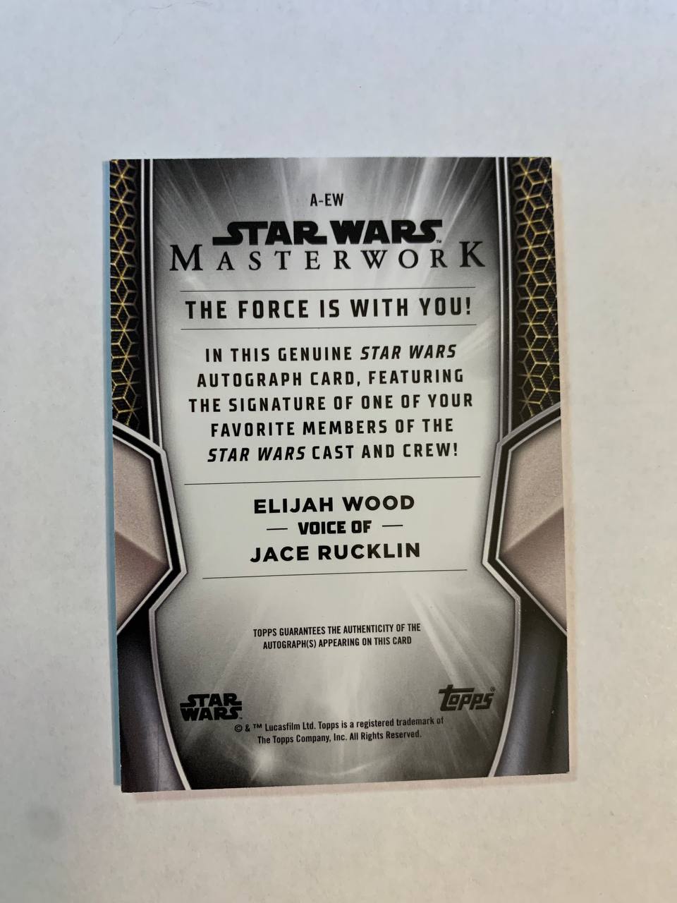 Star Wars Topps Masterworks 2025 Jace Rucklin Elijah Wood Auto Autograph Signed Trading Card