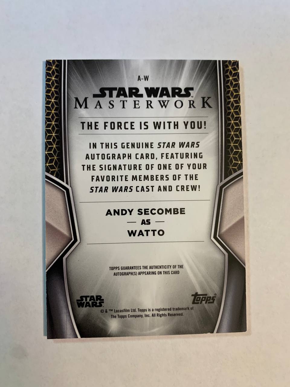 Star Wars Topps Masterworks 2025 Watto Andy Secombe Auto Autograph Signed Trading Card