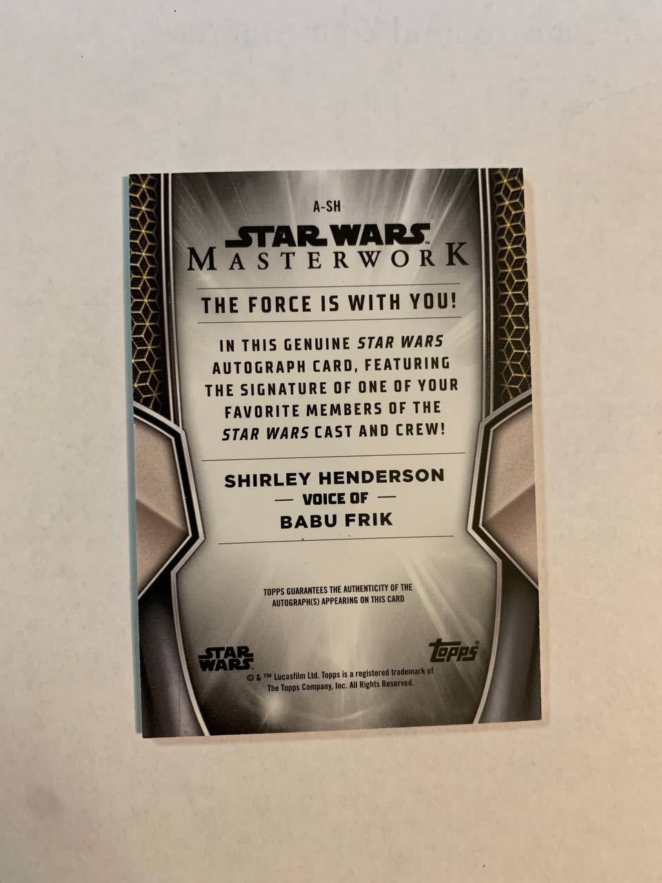 Star Wars Topps Masterworks 2025 Babu Frik Shirley Henderson Auto Autograph Signed Trading Card