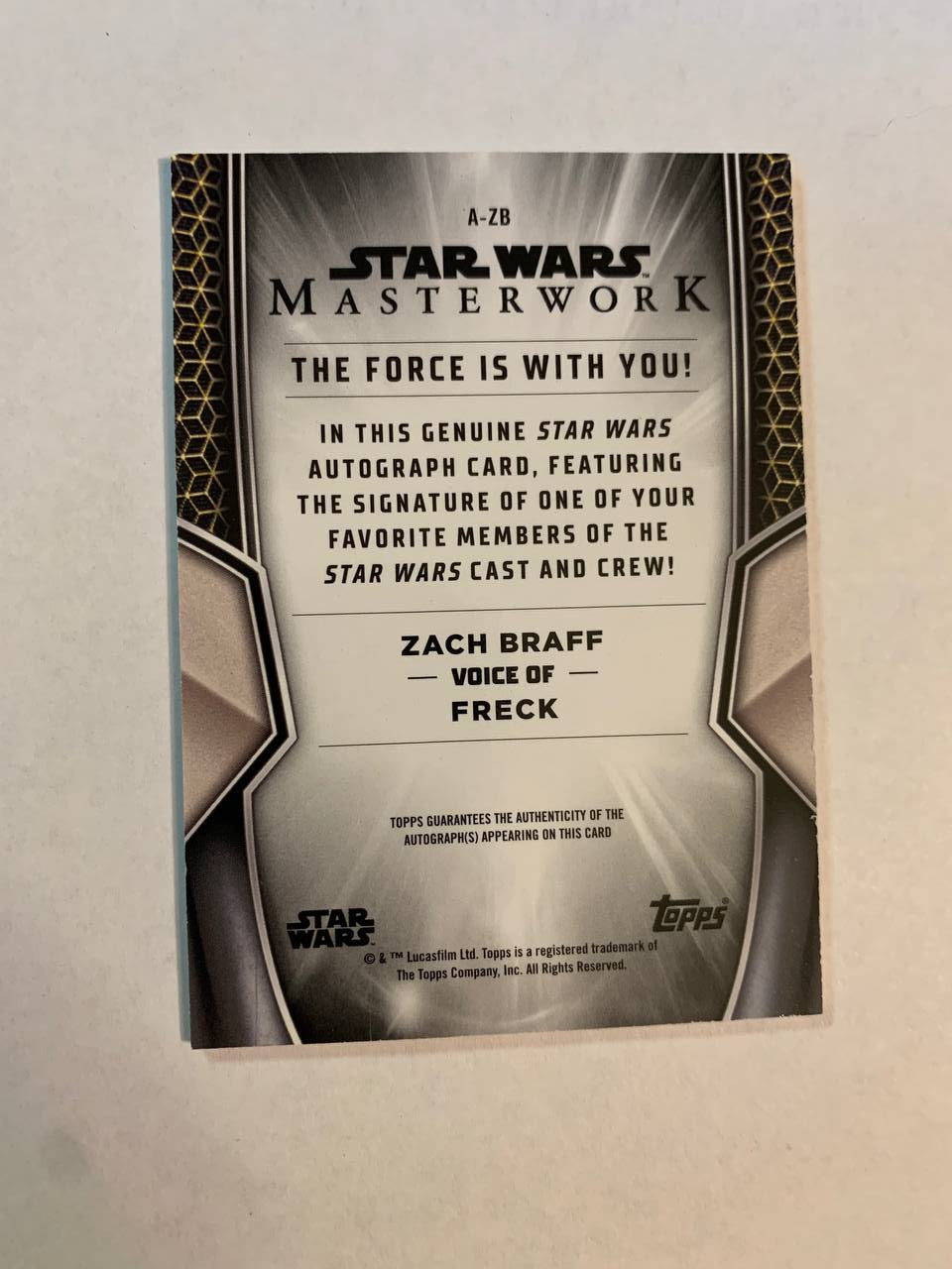 Star Wars Topps Masterworks 2025 Freck Zack Braff Auto Autograph Signed Trading Card