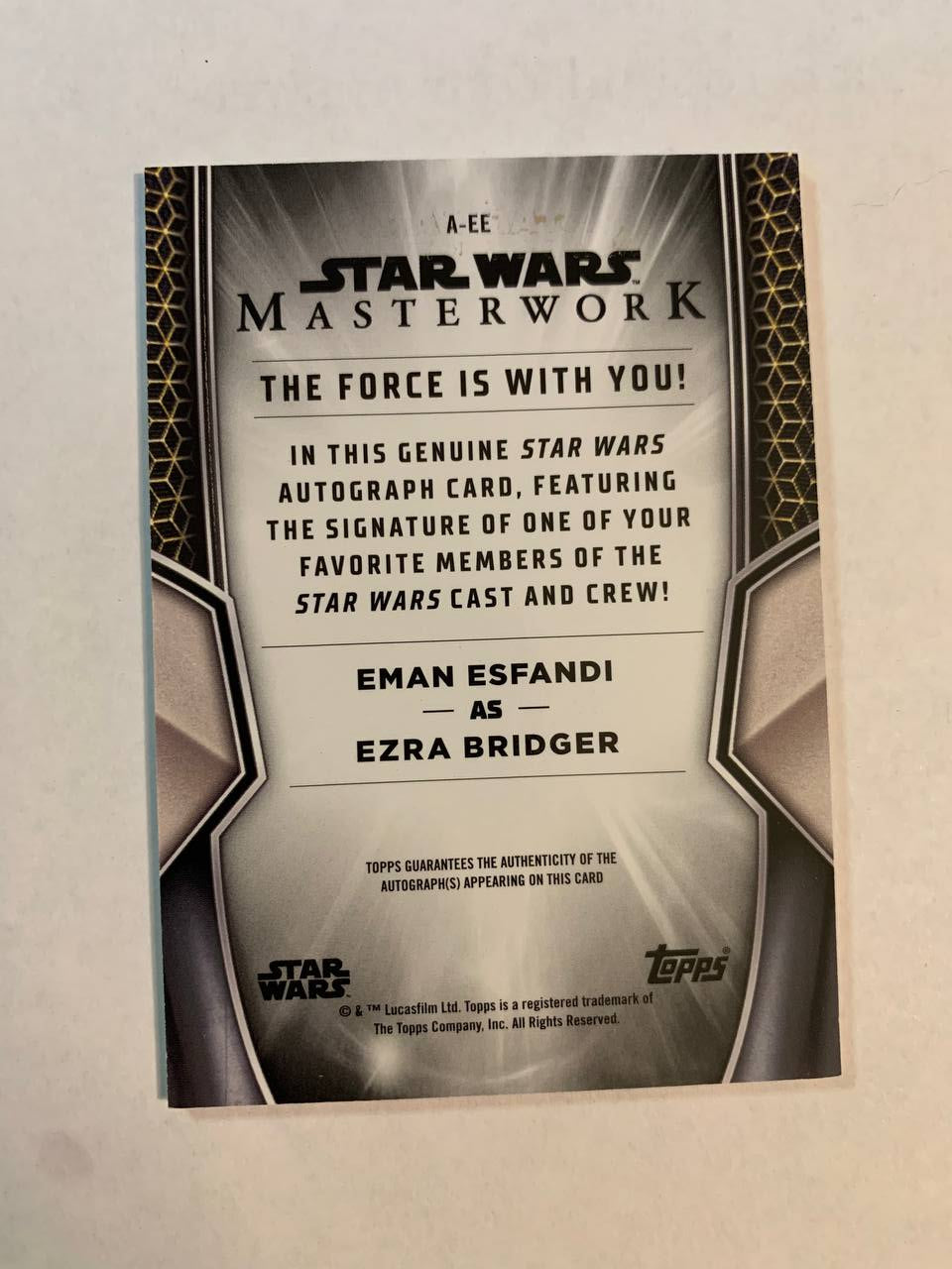 Star Wars Topps Masterworks 2025 Ezra Bridger Eman Esfandi Auto Autograph Signed Trading Card