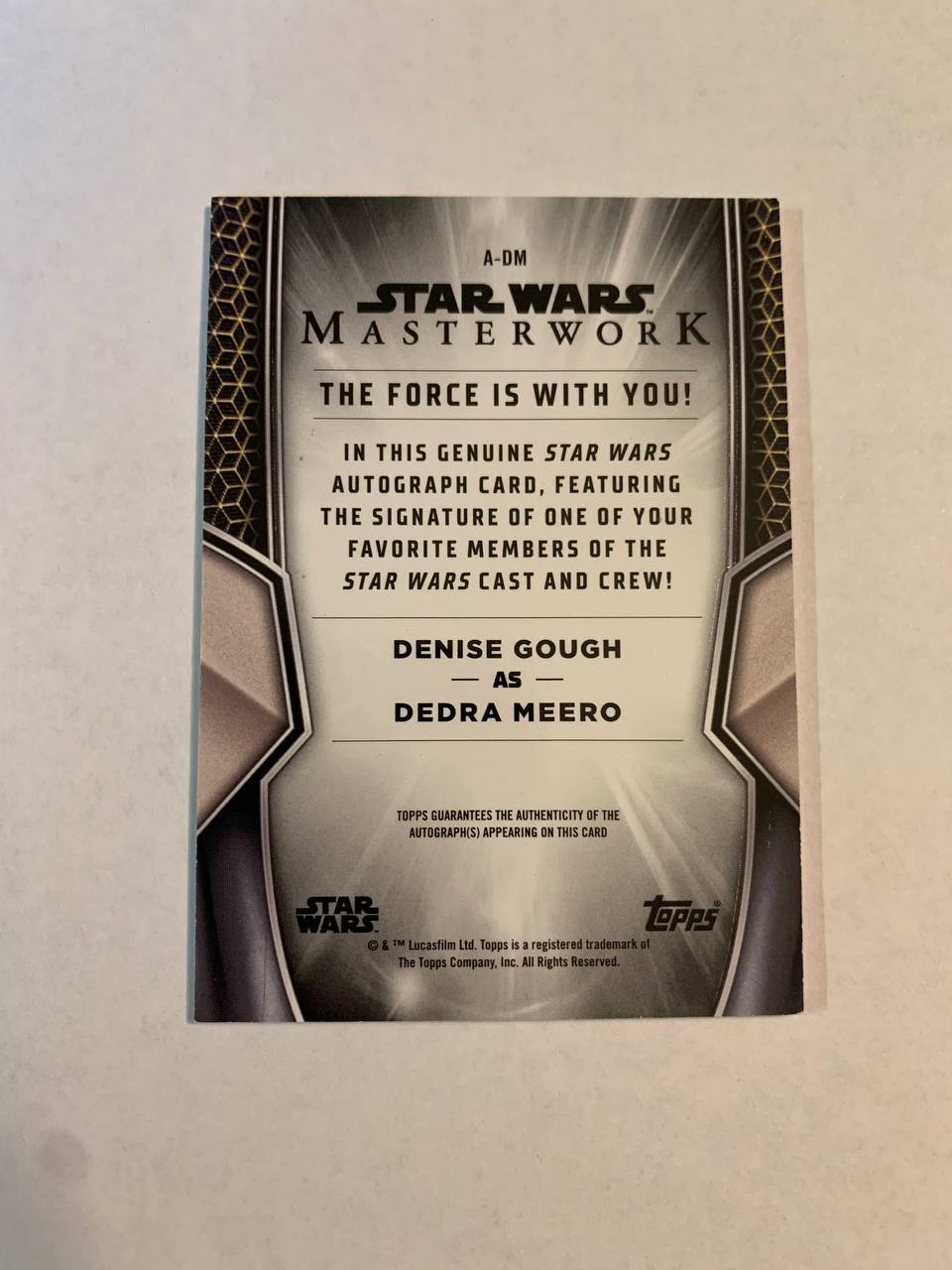 Star Wars Topps Masterworks 2025 Dedra Meero Denise Gough Auto Autograph Signed Trading Card