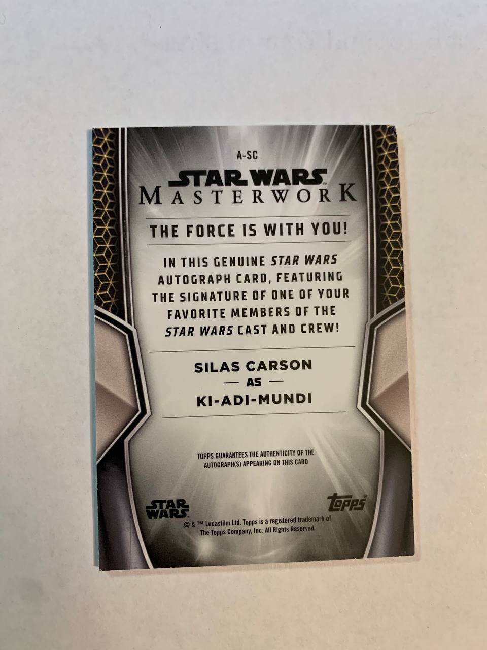 Star Wars Topps Masterworks 2025 Ki-Adi-Mundi Jedi Master Silas Carson Auto Autograph Signed Trading Card