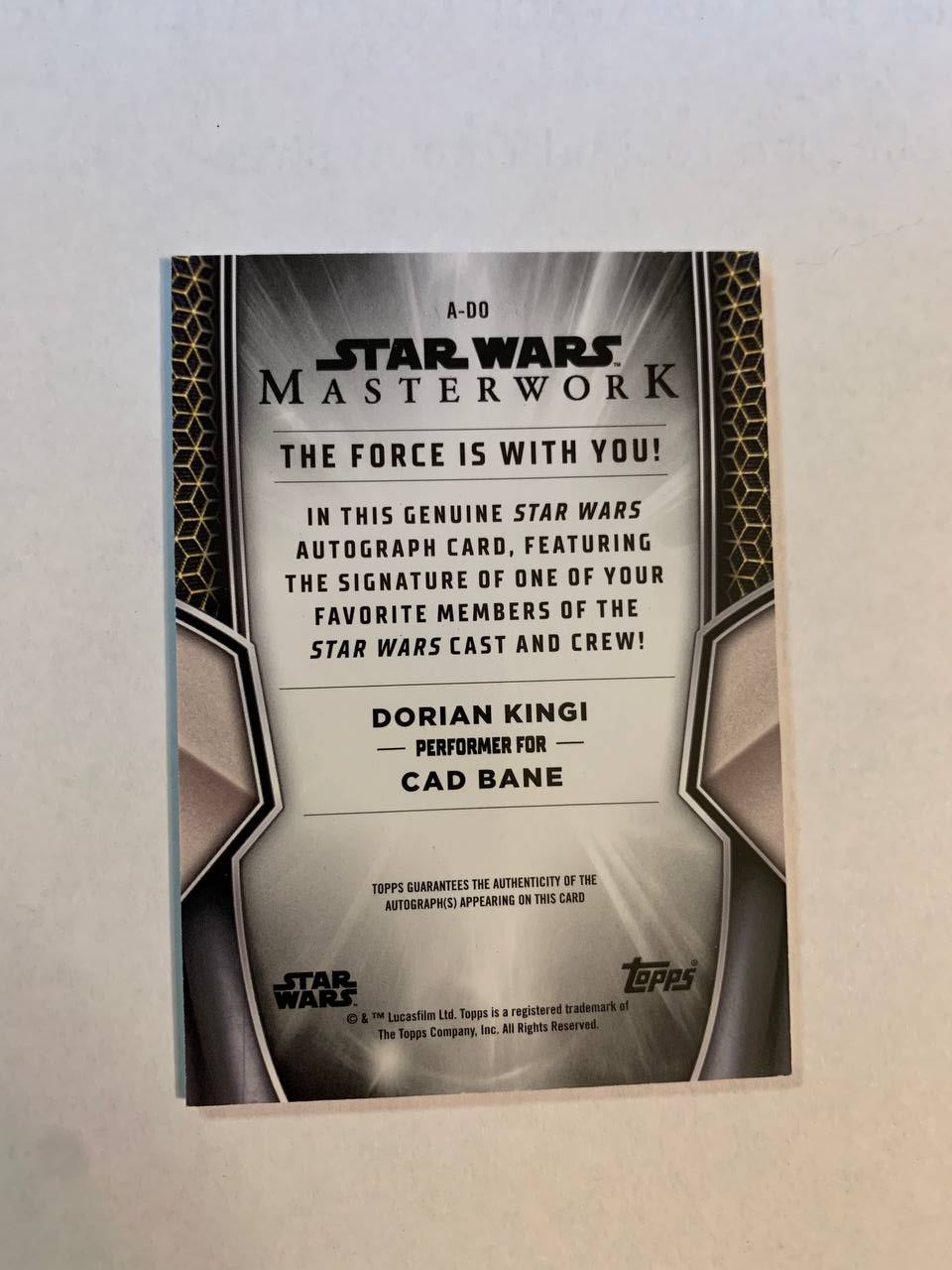 Star Wars Topps Masterworks 2025 Cade Bane Dorian Kingi Auto Autograph Signed Trading Card