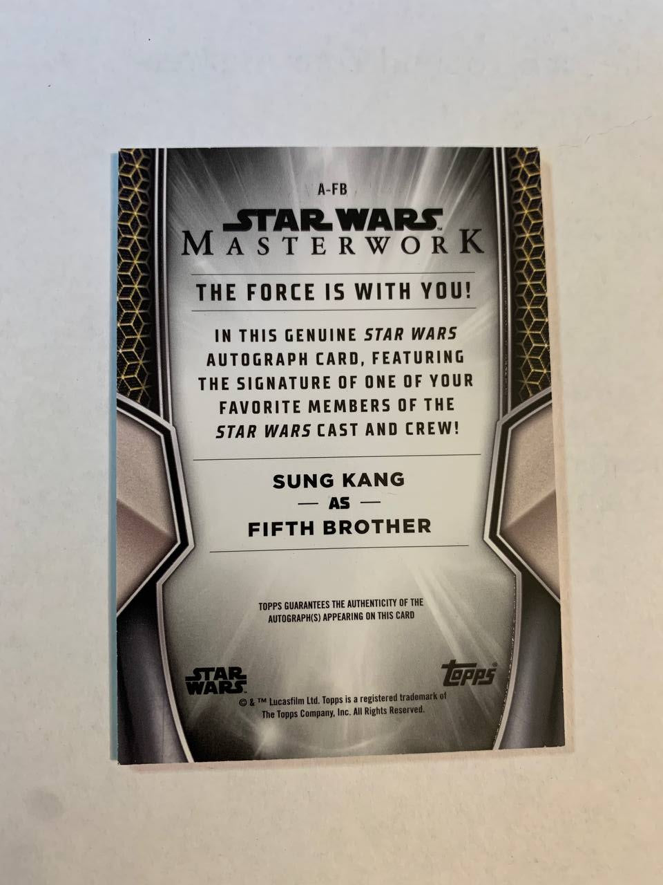Star Wars Topps Masterworks 2025 Fifth Brother Sung Kang Auto Autograph Signed Trading Card