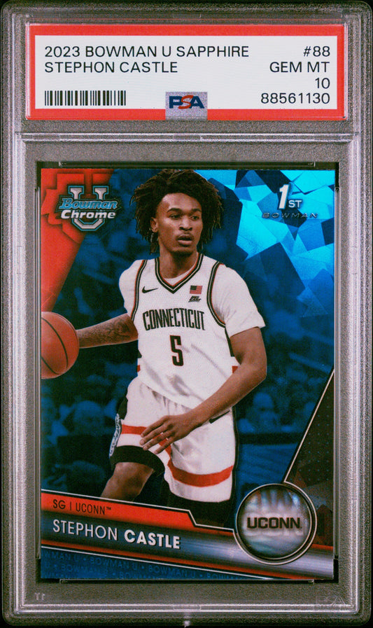 Graded 2023 Topps Bowman U Sapphire Stephon Castle #88 Rookie RC Basketball Card PSA 10 Gem Mint