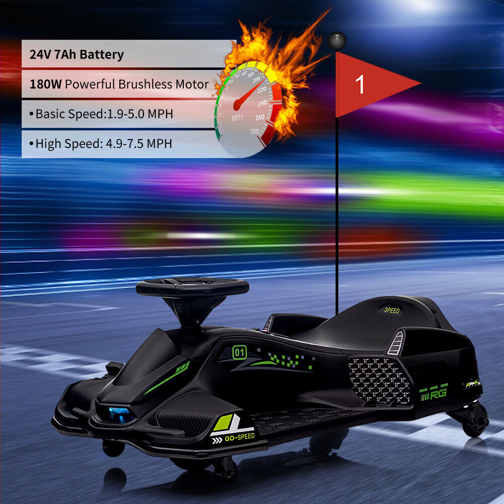 Powerful Electric Go-Kart for Kids Up To 110 Lbs with 7Ah Battery and 180W Motor