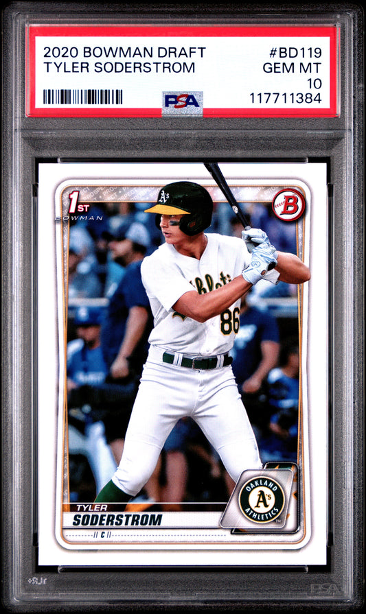 Graded 2020 Topps Bowman Draft Tyler Soderstrom #BD119 Rookie RC Baseball Card PSA 10 Gem Mint