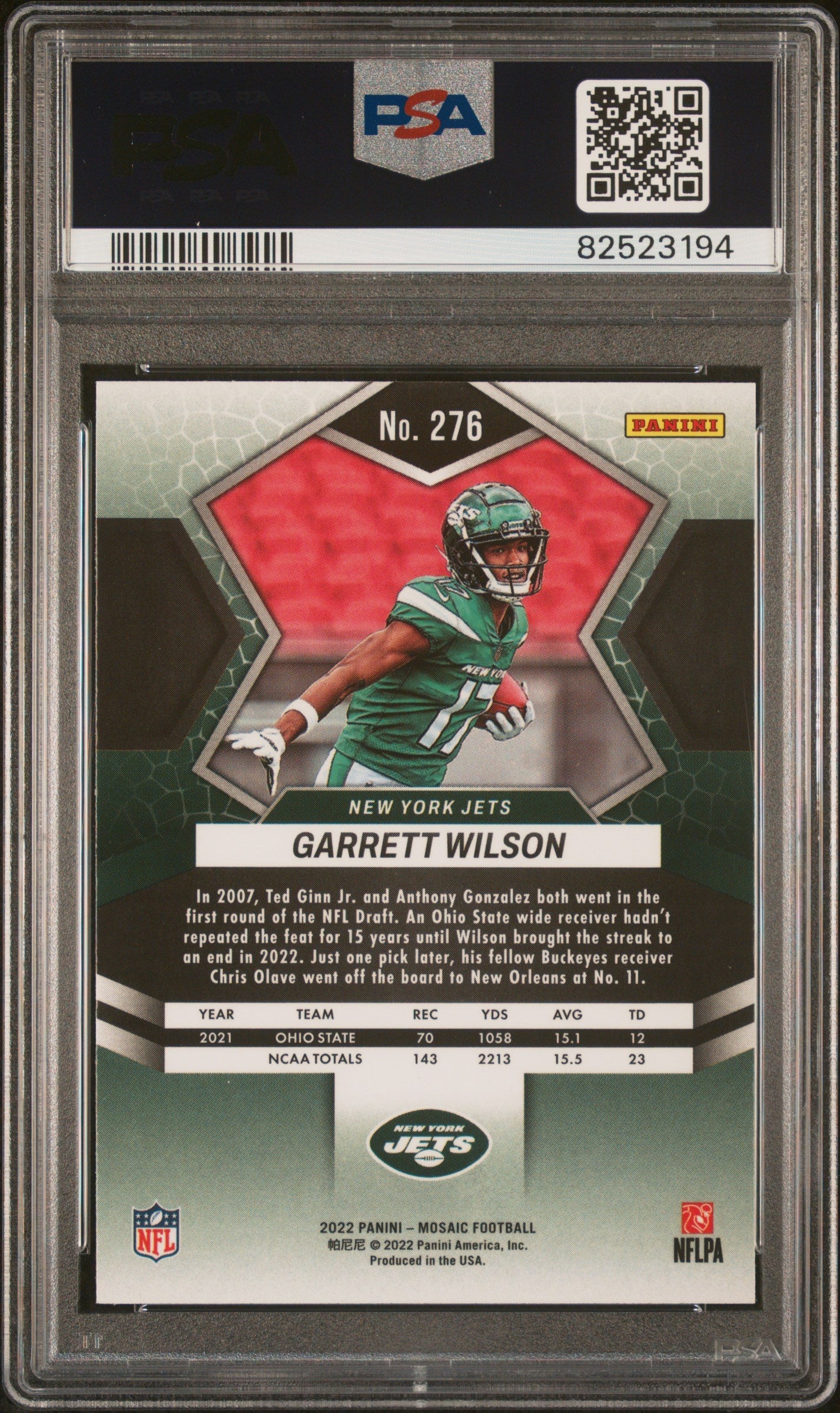 Graded 2022 Panini Mosaic Garrett Wilson #276 Rookie RC Football Card PSA 10 Gem Mint - Golden Apple Comics