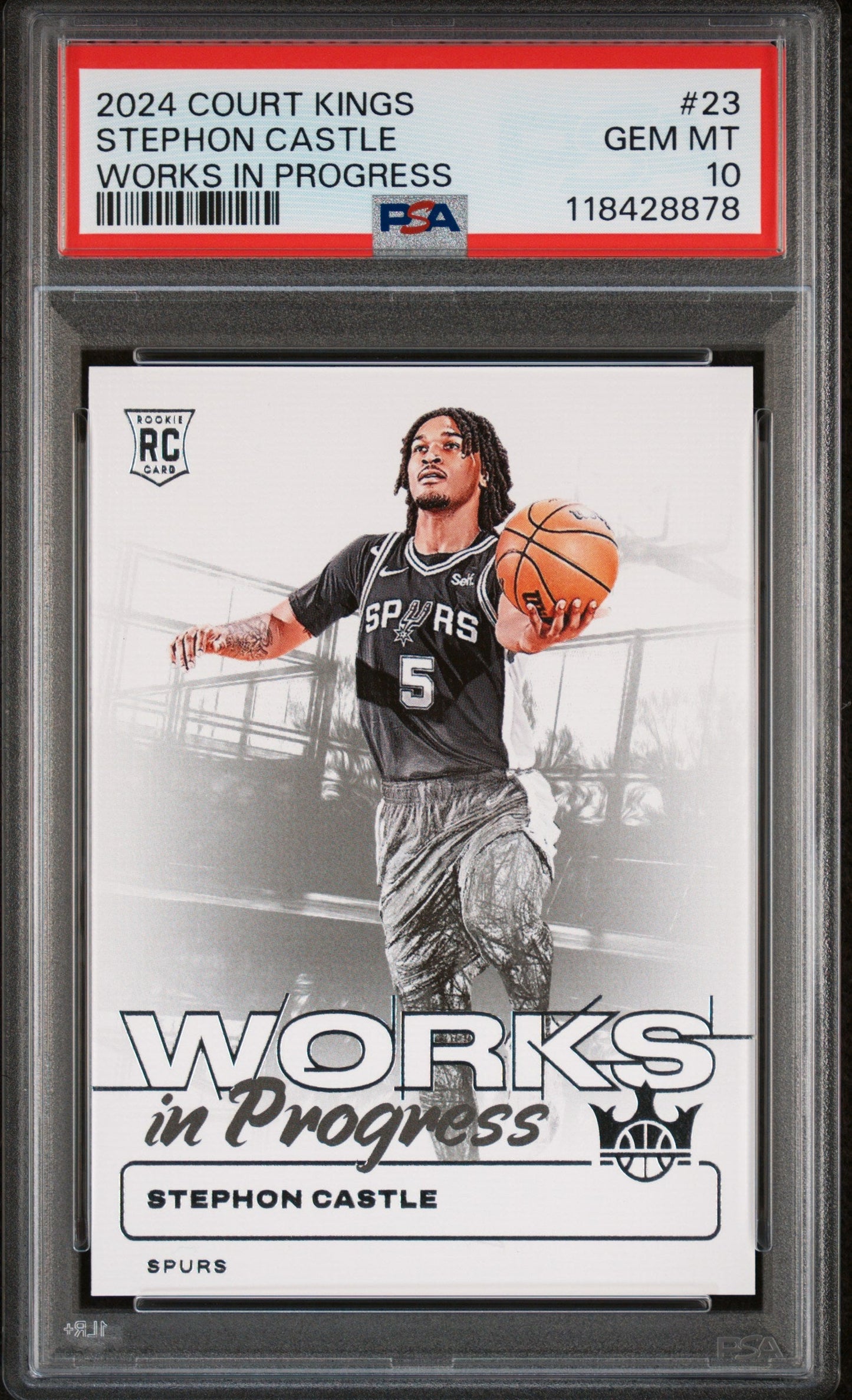 Graded 2024 Panini Court Kings Stephon Castle #23 Works In Progress Rookie RC Basketball Card PSA 10 Gem Mint