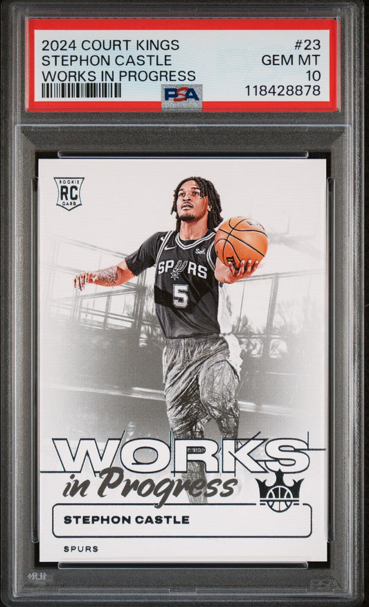 Graded 2024 Panini Court Kings Stephon Castle #23 Works In Progress Rookie RC Basketball Card PSA 10 Gem Mint
