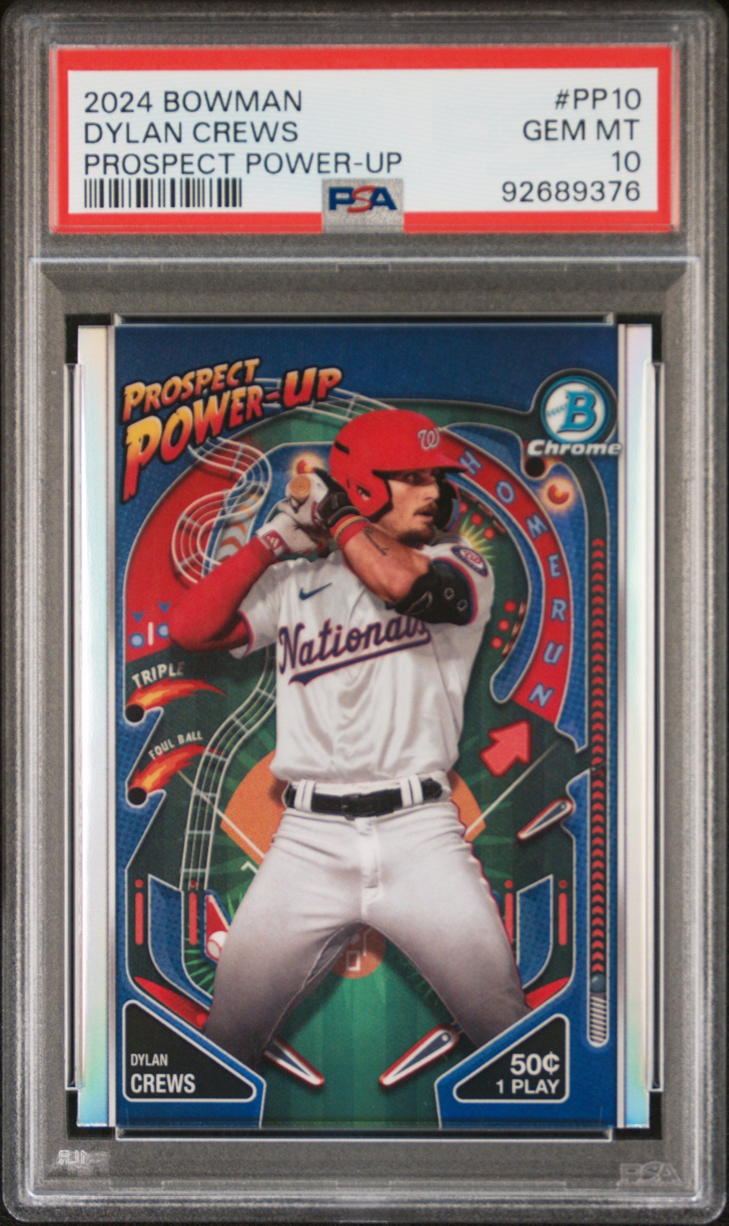 Graded 2024 Topps Bowman Dylan Crews #PP10 Prospect Power Up Rookie RC Baseball Card PSA 10 Gem Mint - Golden Apple Comics
