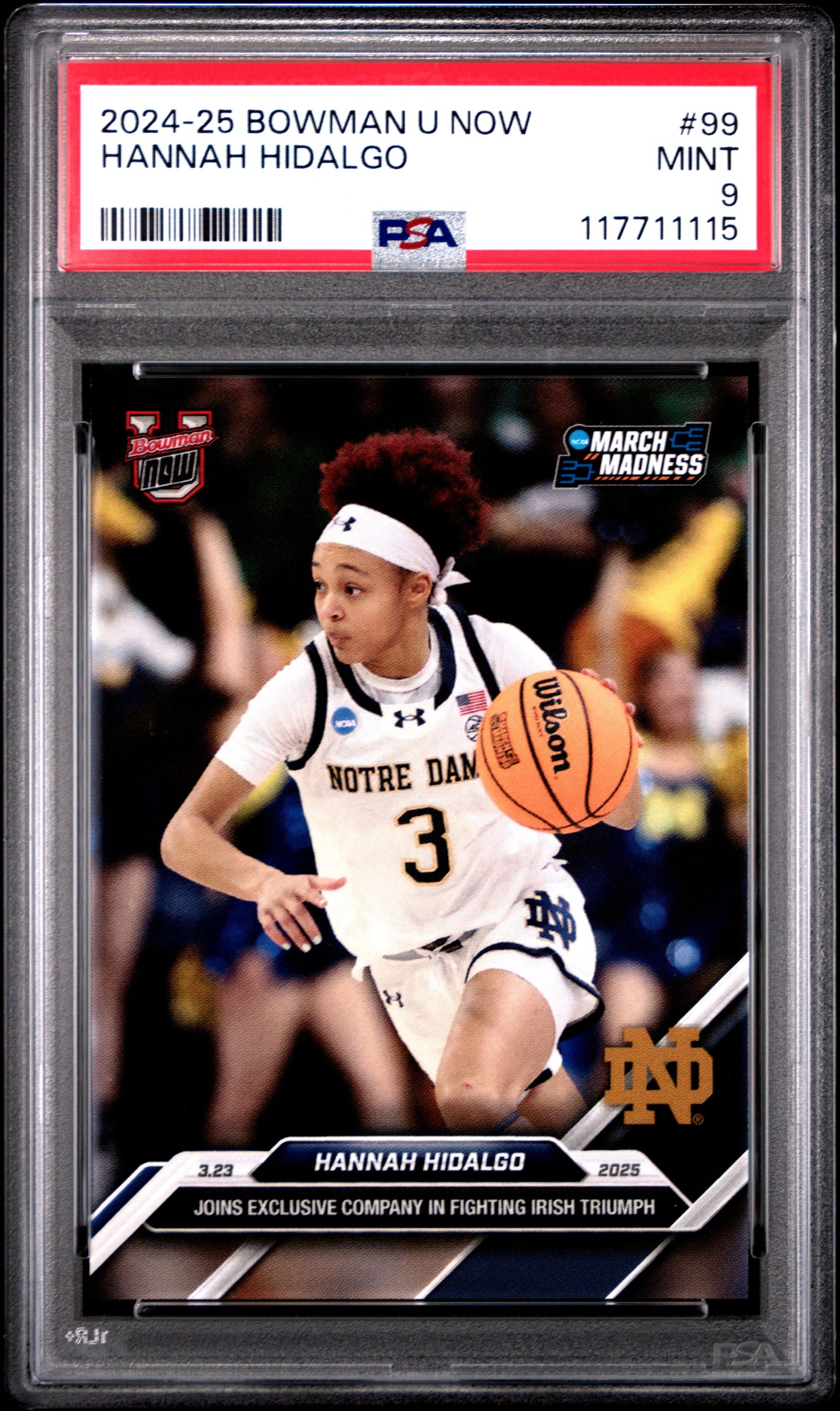 Graded 2024 Topps Bowman U Now Hannah Hidalgo #99 Rookie RC Basketball Card PSA 9 Mint