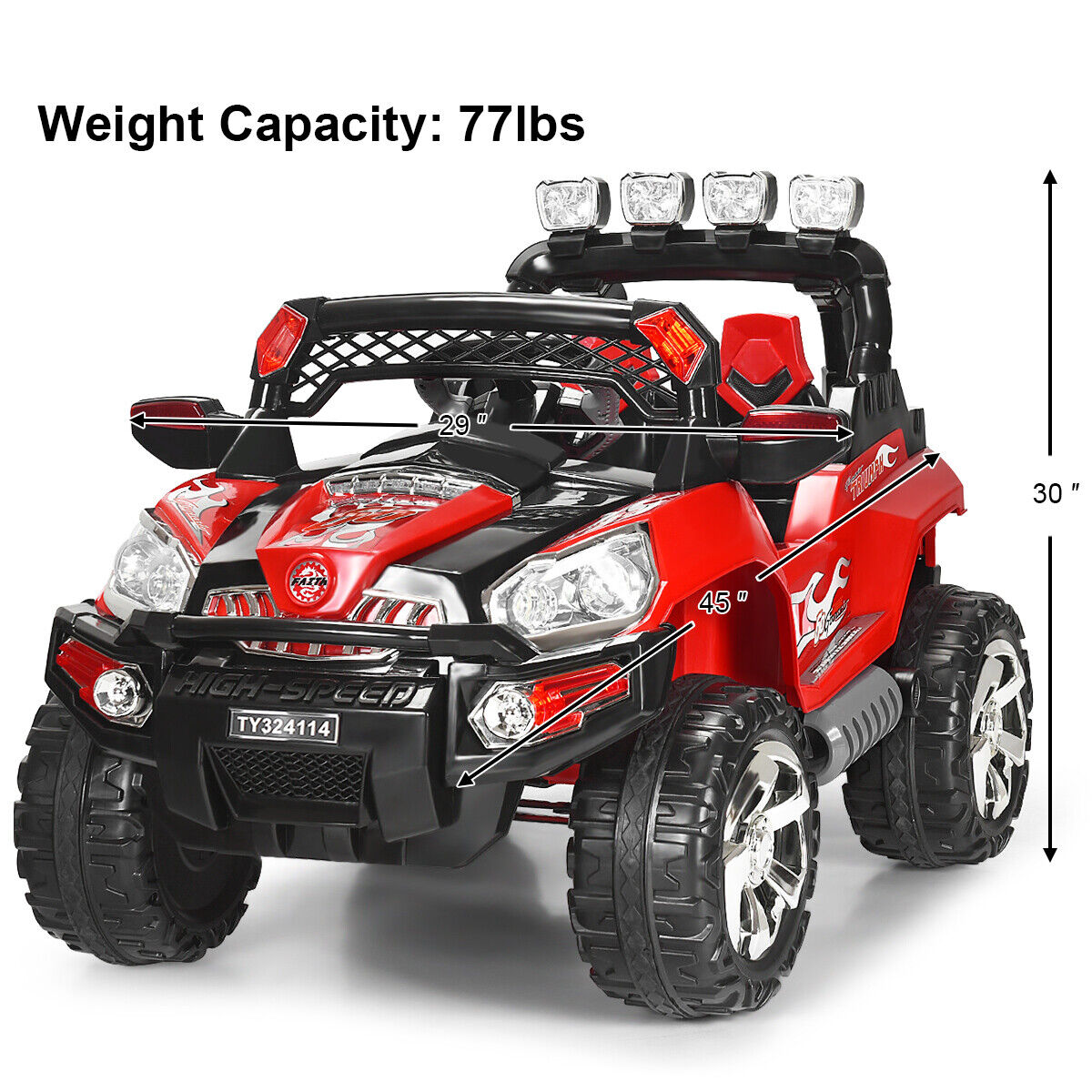 RC Ride-On Truck with LED Lights, MP3 Player, and Remote Control - Perfect Christmas Gift for Kids