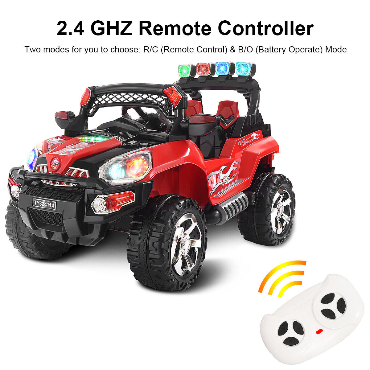 RC Ride-On Truck with LED Lights, MP3 Player, and Remote Control - Perfect Christmas Gift for Kids