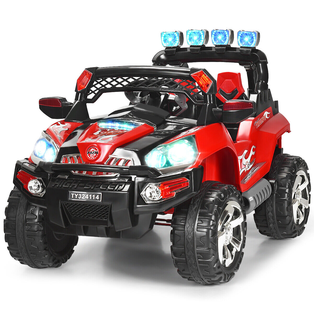 RC Ride-On Truck with LED Lights, MP3 Player, and Remote Control - Perfect Christmas Gift for Kids