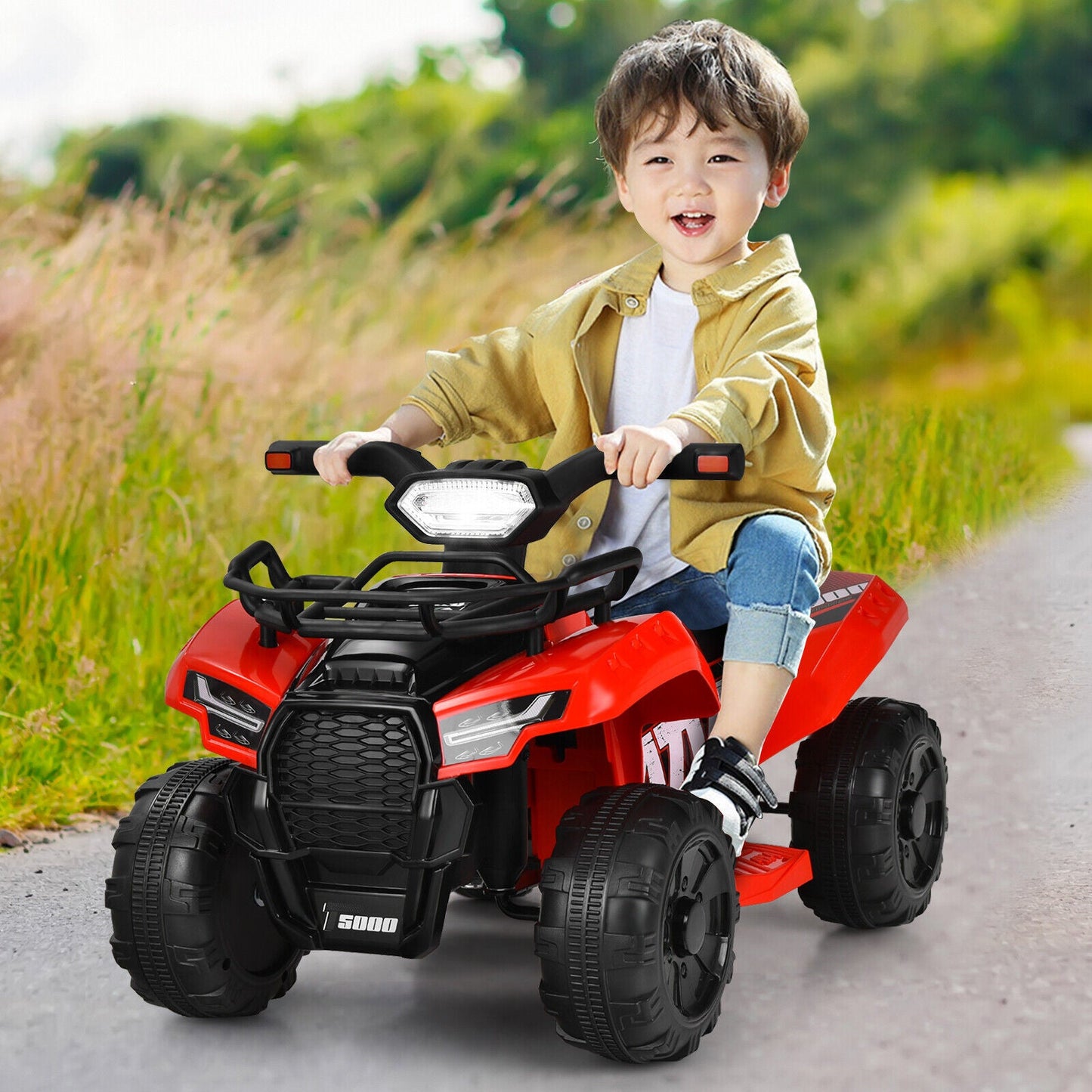 Red 6V Kids ATV Quad Electric Ride On Car with MP3 Player and LED Lights for Toddlers
