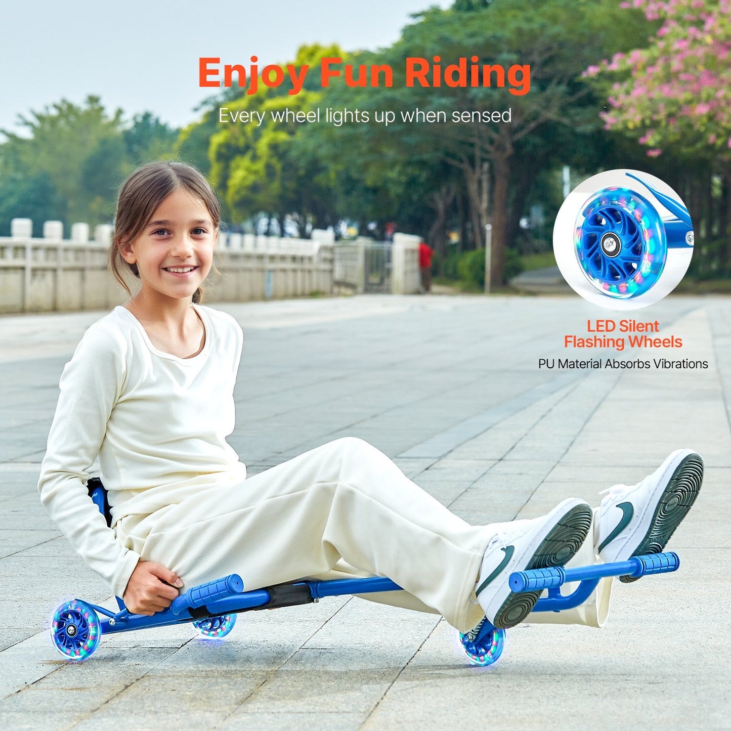 Kids Ride-On Drift Scooter Cart with Zig-Zag Motion for Ages 10+ and 198 lbs Capacity