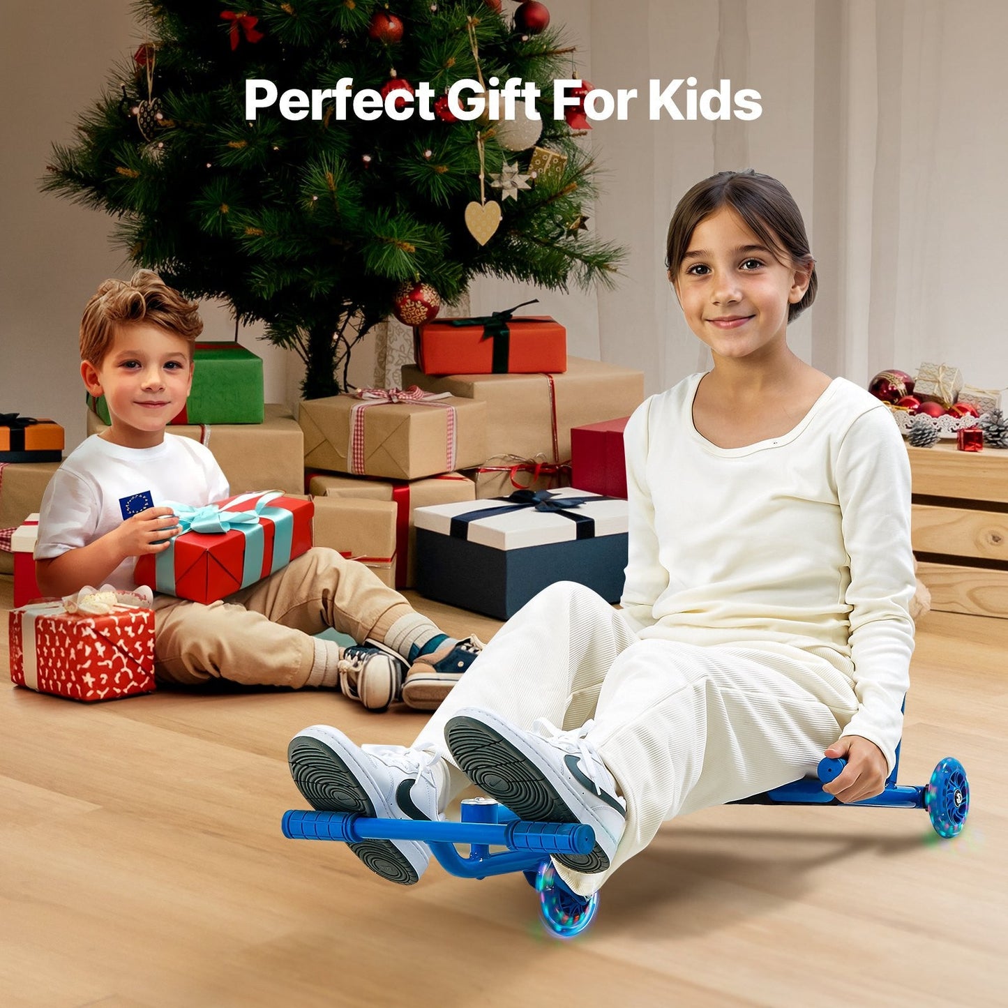 Kids Ride-On Drift Scooter Cart with Zig-Zag Motion for Ages 10+ and 198 lbs Capacity