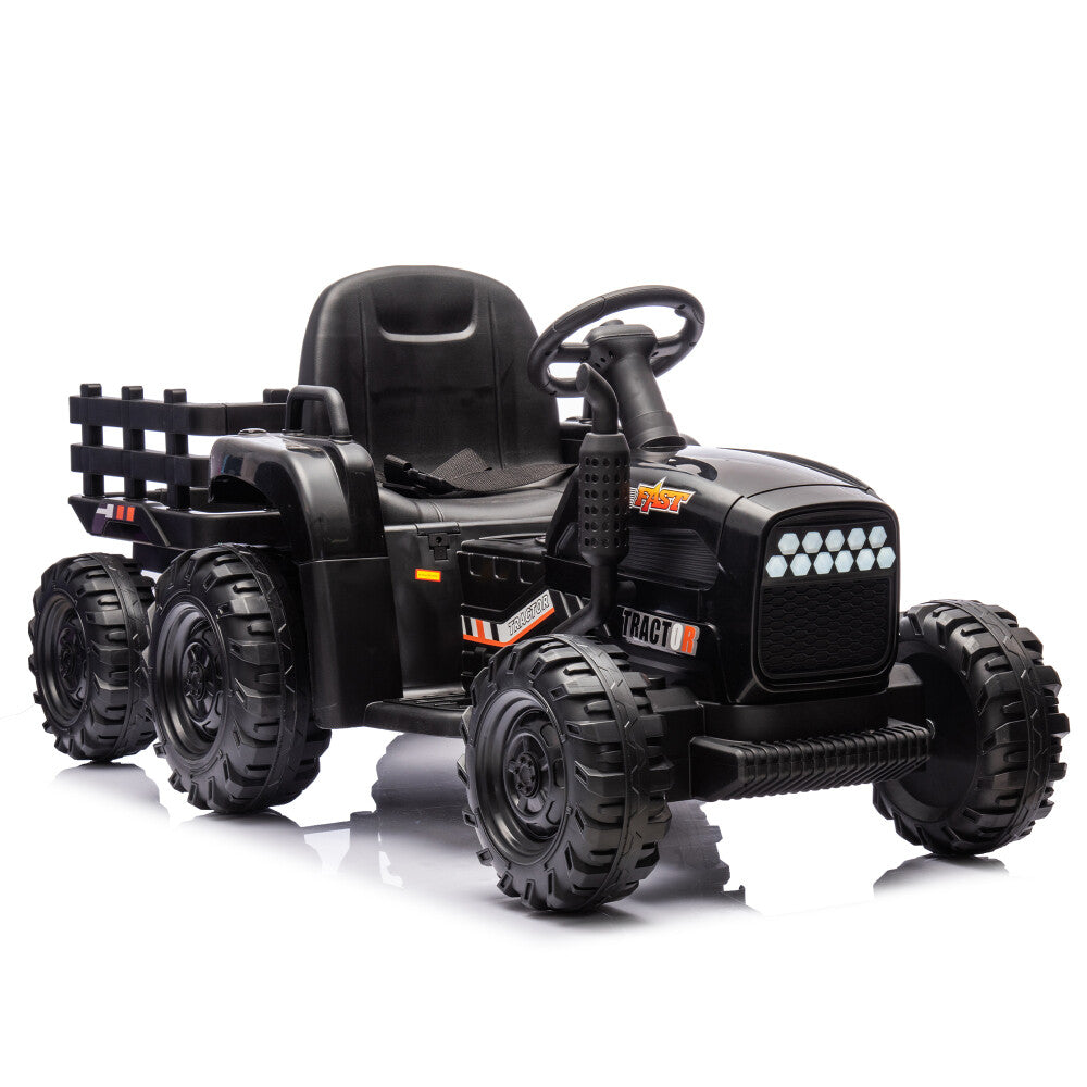 24V Battery-Powered Electric Ride-On Tractor with Trailer and Dual 200W Motors