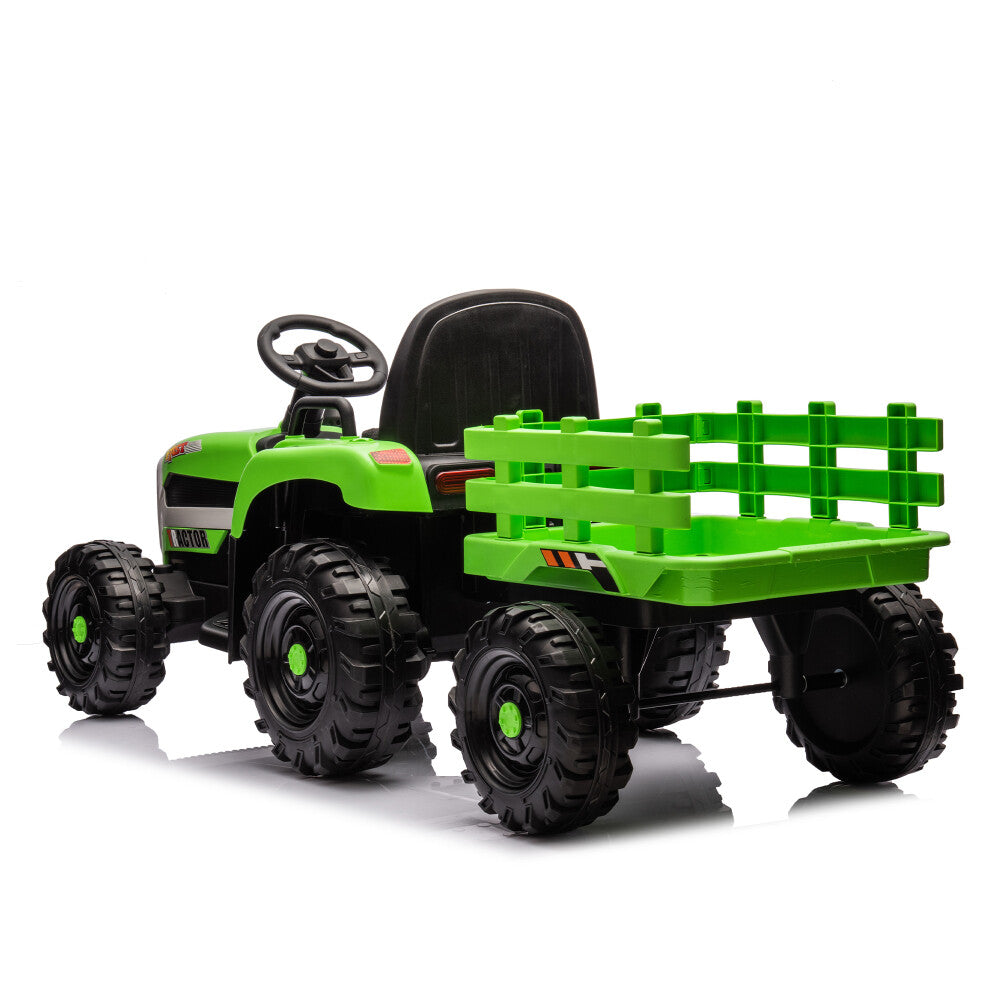 24V Battery-Powered Electric Ride-On Tractor with Trailer and Dual 200W Motors