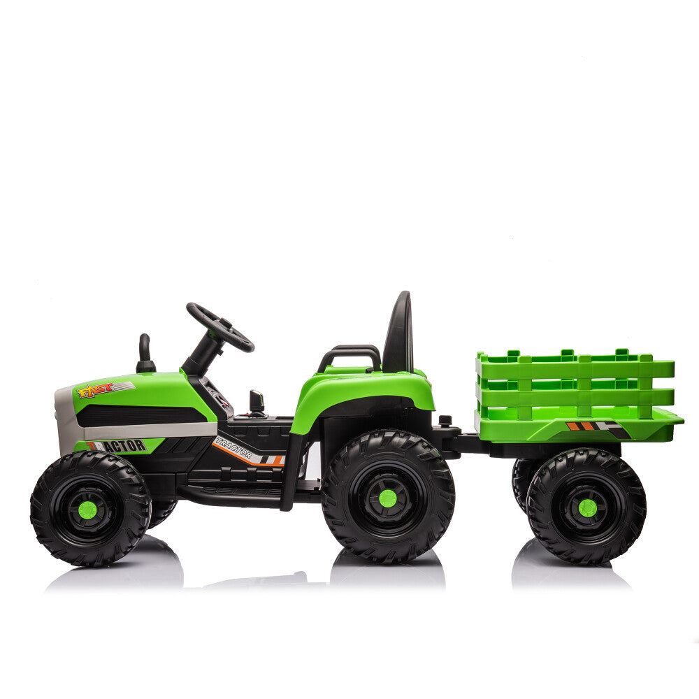 24V Battery-Powered Electric Ride-On Tractor with Trailer and Dual 200W Motors